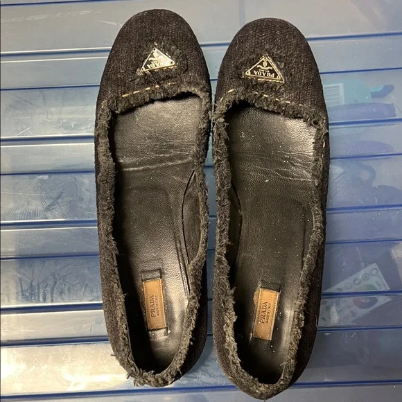 Prada Women's Black Denim Flats 38 - Picture 2 of 6